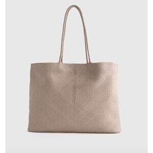 Quince NEW Italian Leather Handwoven Tote, Taupe